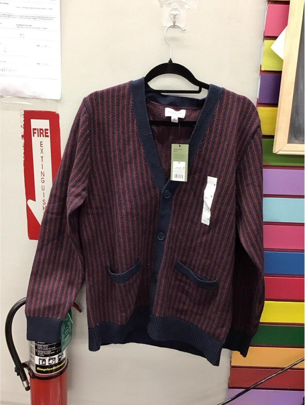 Goodfellow & co men’s cardigan sweater medium navy maroon new target